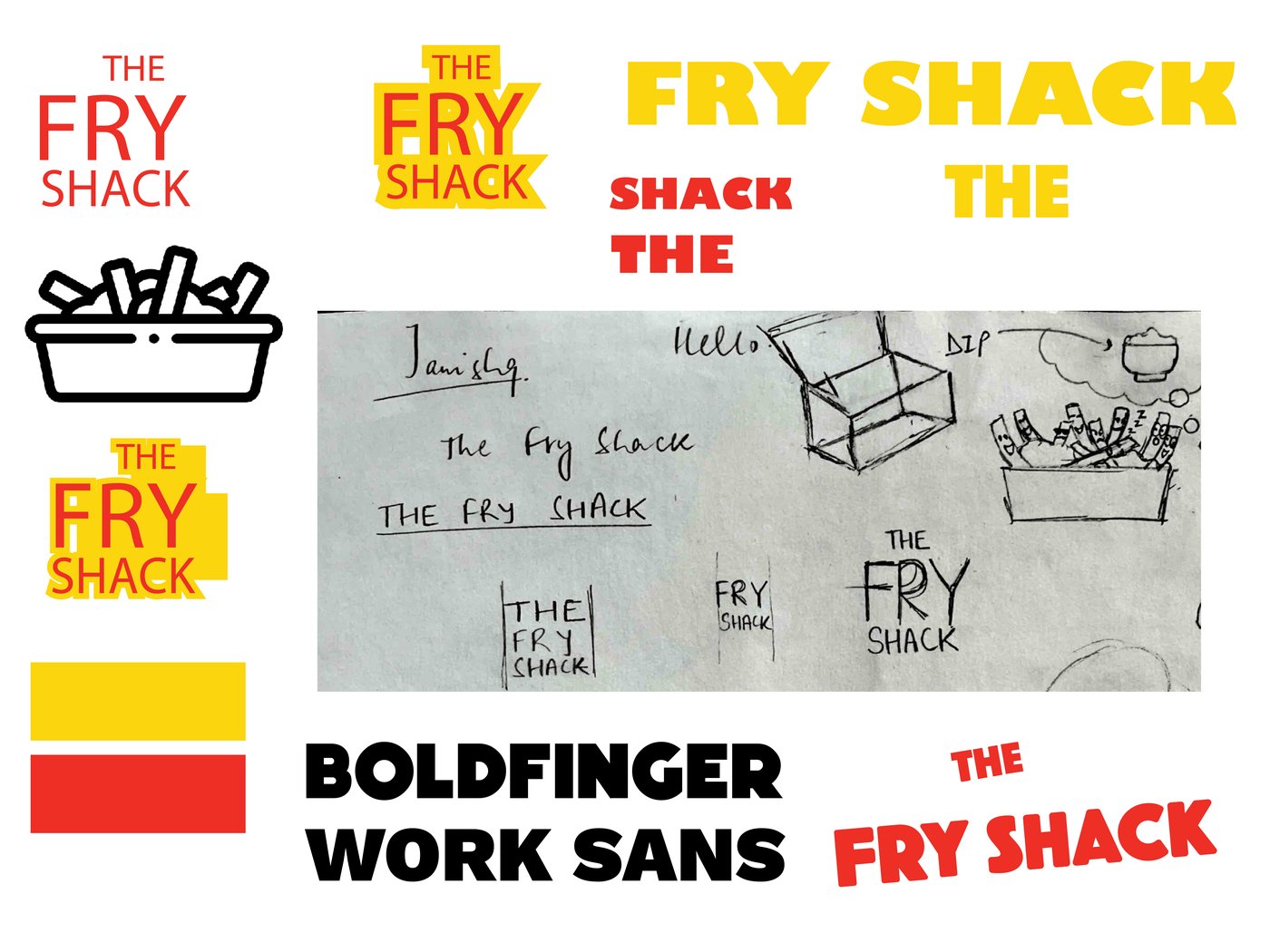 Fry Shack wordmark and lettering exploration sketches